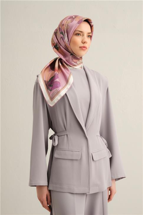 Armine Çiçek Desenli Saf İpek Twill Eşarp 9312D 58
