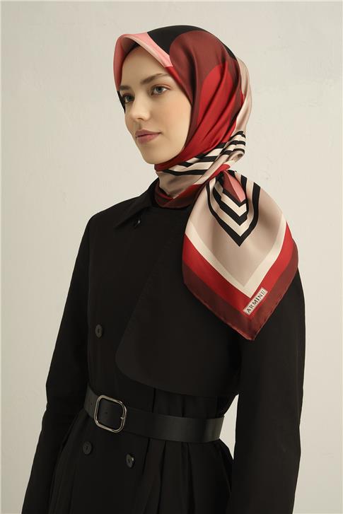Armine Geometrik Desenli Saf İpek Sura Eşarp 9313D 07