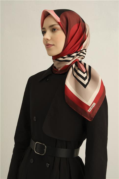 Armine Geometrik Desenli Saf İpek Sura Eşarp 9313D 07