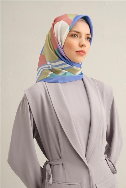 Armine Geometrik Desenli Saf İpek Sura Eşarp 9313D 56