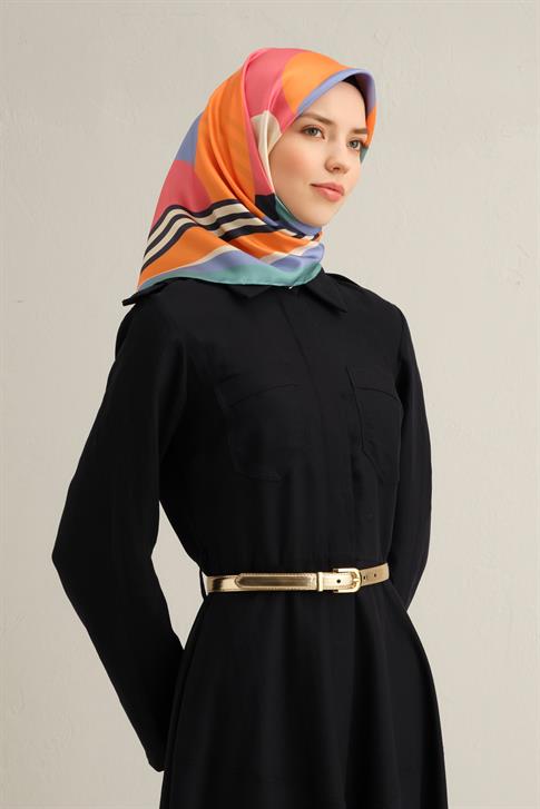 Armine Geometrik Desenli Saf İpek Sura Eşarp 9313D 80