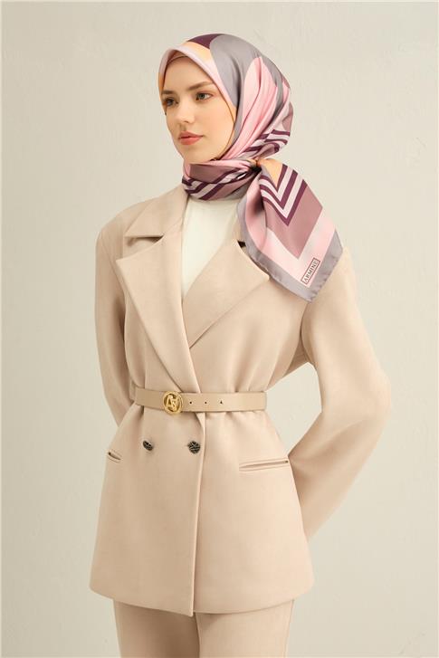 Armine Geometrik Desenli Saf İpek Sura Eşarp 9313D 83