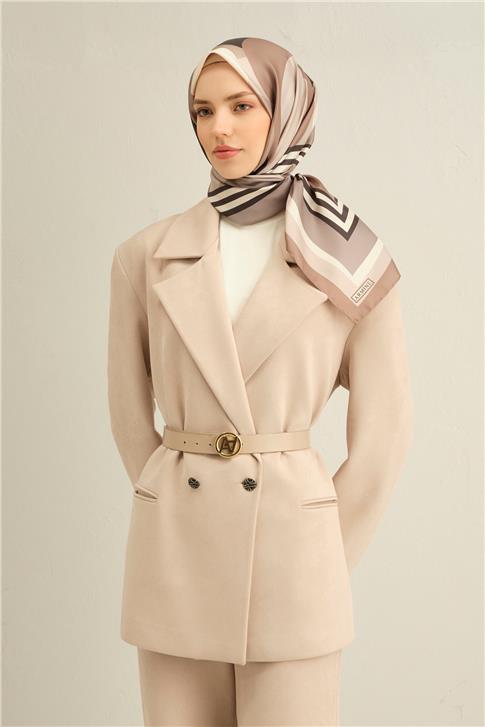 Armine Geometrik Desenli Saf İpek Sura Eşarp 9313D 84