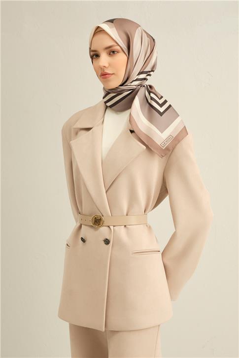 Armine Geometrik Desenli Saf İpek Sura Eşarp 9313D 84