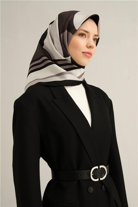 Armine Geometrik Desenli Saf İpek Sura Eşarp 9313D 85