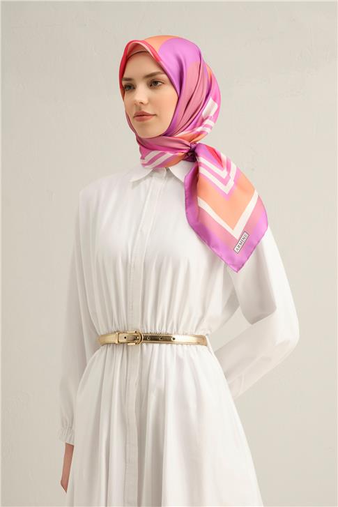 Armine Geometrik Desenli Saf İpek Twill Eşarp 9313D 57