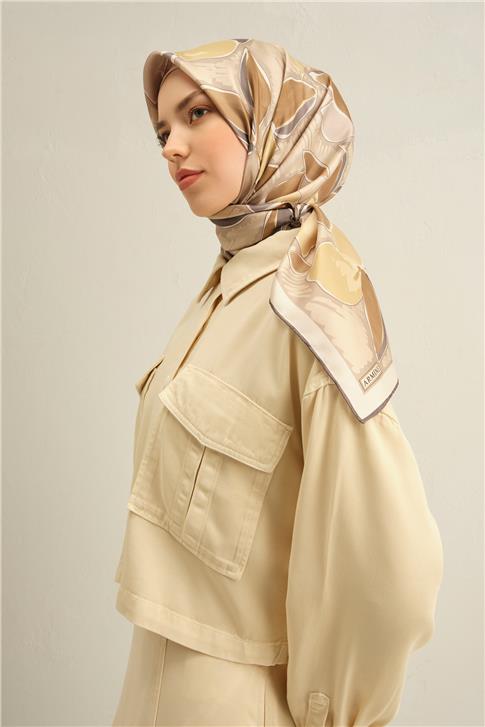 Armine Obje Desenli Saf İpek Sura Eşarp 9314D 06