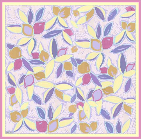 Armine Obje Desenli Saf İpek Twill Eşarp 9314D 52