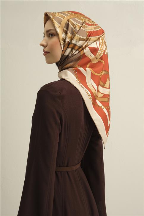 Armine Klasik Desenli Saf İpek Sura Eşarp 9315D 05
