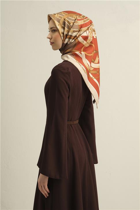 Armine Klasik Desenli Saf İpek Sura Eşarp 9315D 05