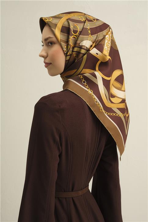 Armine Klasik Desenli Saf İpek Sura Eşarp 9315D 51