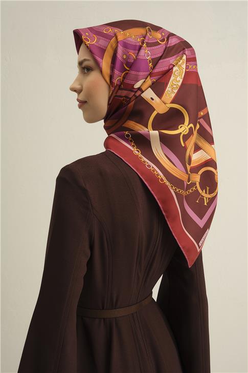 Armine Klasik Desenli Saf İpek Sura Eşarp 9315D 54