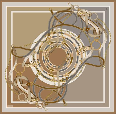 Armine Klasik Desenli Saf İpek Twill Eşarp 9315D 01