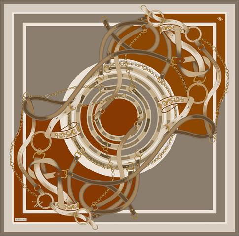 Armine Klasik Desenli Saf İpek Twill Eşarp 9315D 05