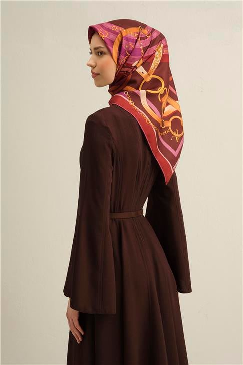 Armine Klasik Desenli Saf İpek Twill Eşarp 9315D 54