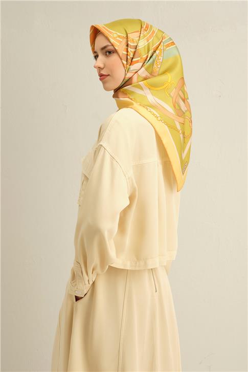 Armine Klasik Desenli Saf İpek Twill Eşarp 9315D 57