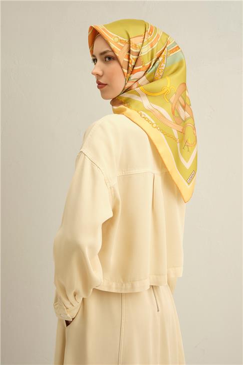 Armine Klasik Desenli Saf İpek Twill Eşarp 9315D 57