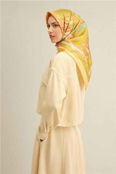 Armine Klasik Desenli Saf İpek Twill Eşarp 9315D 57