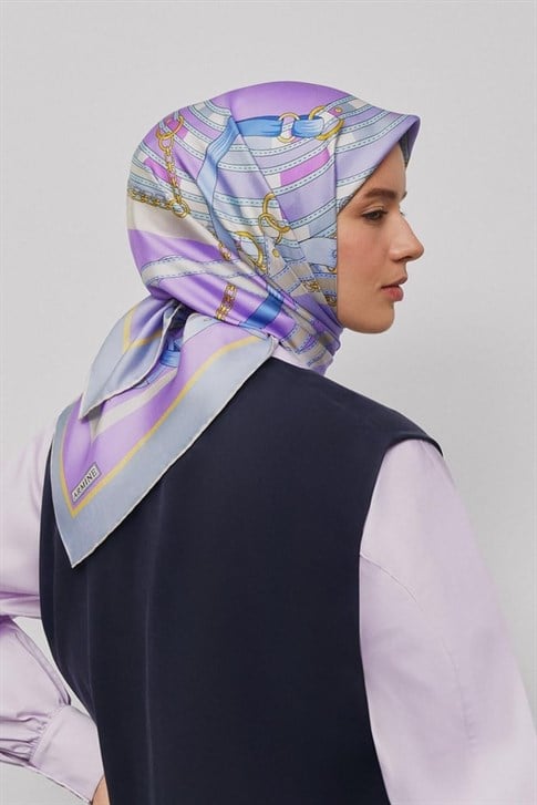 Armine Klasik Desenli Saf İpek Twill Eşarp 9315D 81