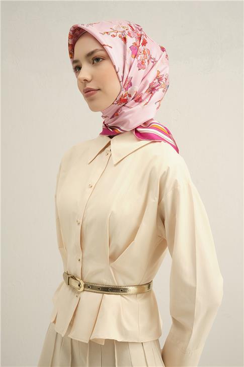 Armine Çiçek Desenli Saf İpek Sura Eşarp 9316D 50