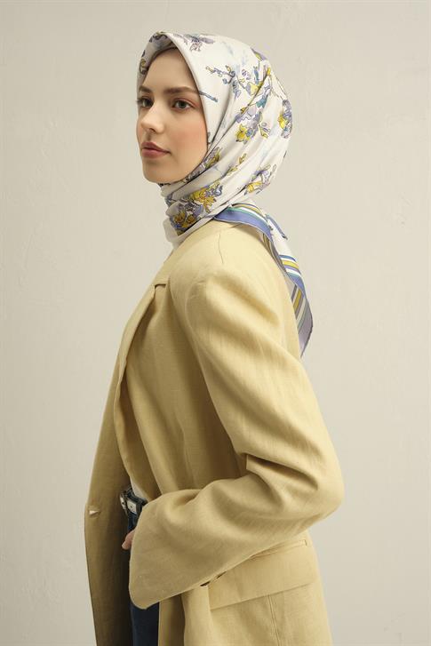 Armine Çiçek Desenli Saf İpek Sura Eşarp 9316D 83