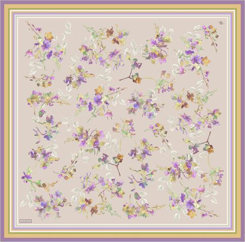 Armine Çiçek Desenli Saf İpek Twill Eşarp 9316D 31