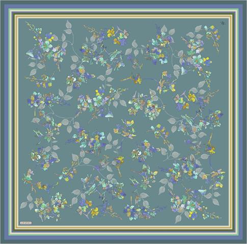 Armine Çiçek Desenli Saf İpek Twill Eşarp 9316D 32