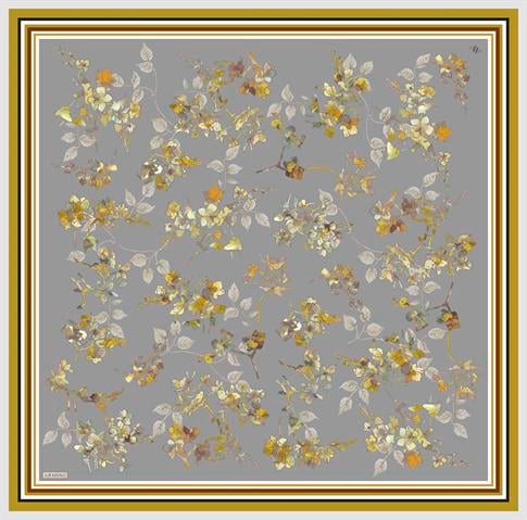 Armine Çiçek Desenli Saf İpek Twill Eşarp 9316D 34 