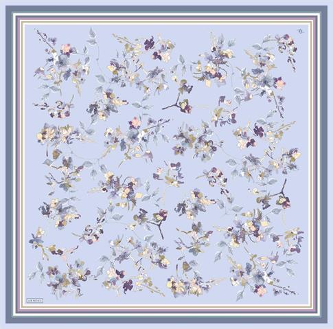 Armine Çiçek Desenli Saf İpek Twill Eşarp 9316D 36