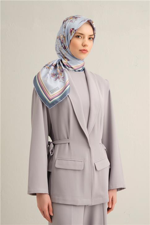 Armine Çiçek Desenli Saf İpek Twill Eşarp 9316D 36