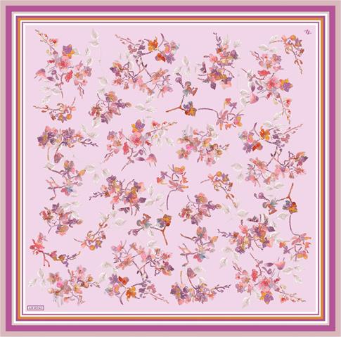 Armine Çiçek Desenli Saf İpek Twill Eşarp 9316D 50