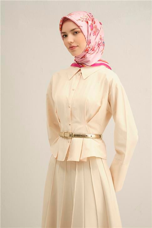 Armine Çiçek Desenli Saf İpek Twill Eşarp 9316D 50