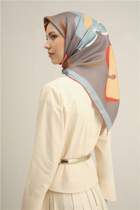 Armine Çiçek Desenli Saf İpek Sura Eşarp 9317D 03