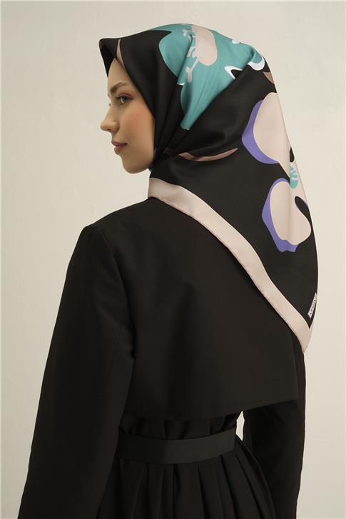 Armine Çiçek Desenli Saf İpek Sura Eşarp 9317D 08