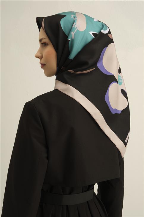 Armine Çiçek Desenli Saf İpek Sura Eşarp 9317D 08