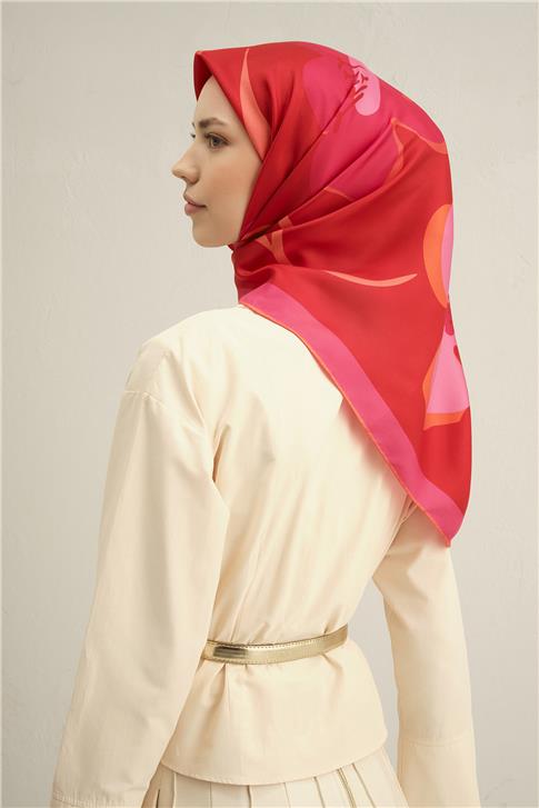 Armine Çiçek Desenli Saf İpek Sura Eşarp 9317D 56