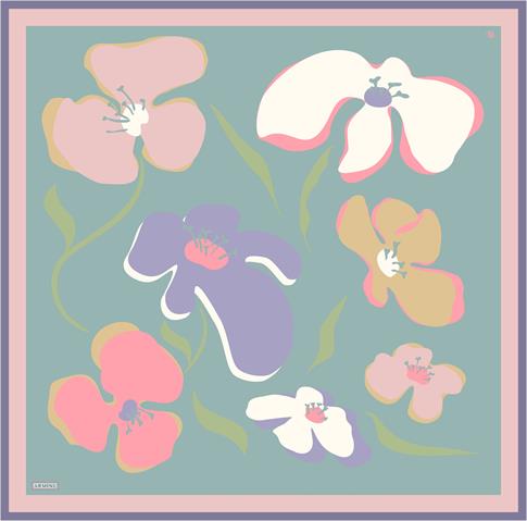 Armine Çiçek Desenli Saf İpek Twill Eşarp 9317D 01