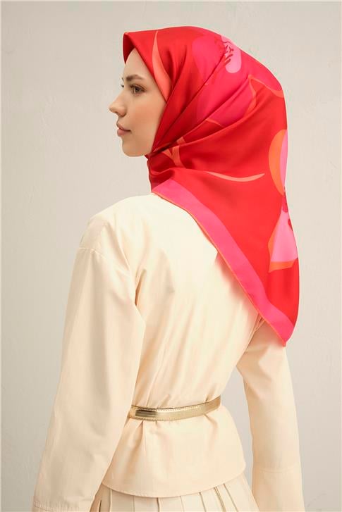 Armine Çiçek Desenli Saf İpek Twill Eşarp 9317D 56