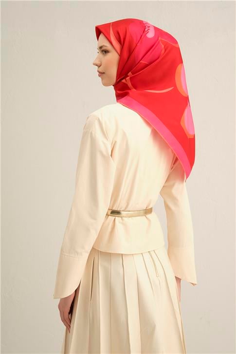 Armine Çiçek Desenli Saf İpek Twill Eşarp 9317D 56
