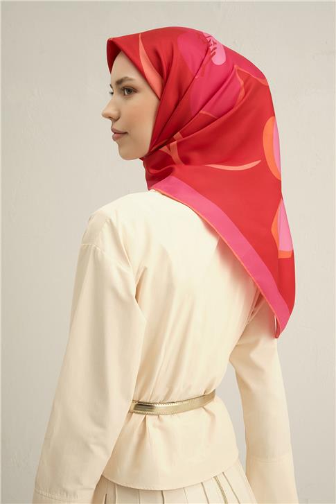 Armine Çiçek Desenli Saf İpek Twill Eşarp 9317D 56