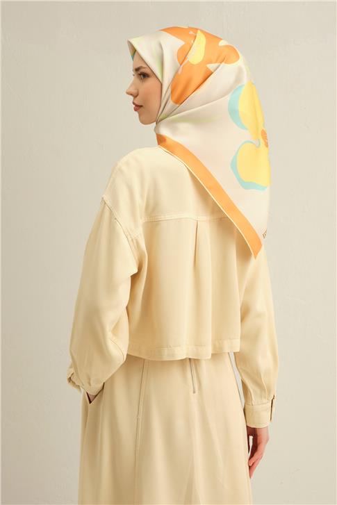 Armine Çiçek Desenli Saf İpek Twill Eşarp 9317D 80