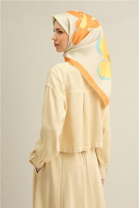 Armine Çiçek Desenli Saf İpek Twill Eşarp 9317D 80