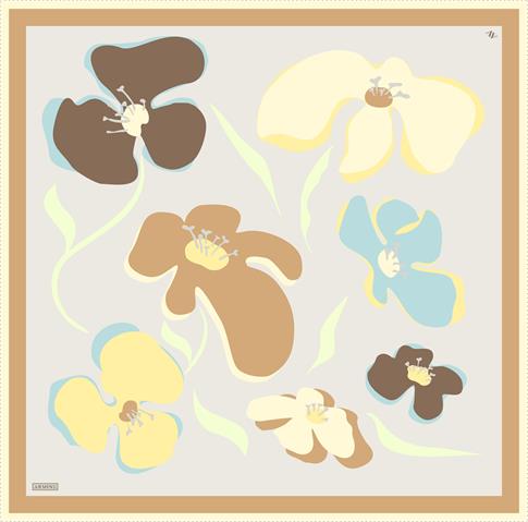 Armine Çiçek Desenli Saf İpek Twill Eşarp 9317D 80