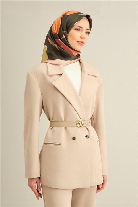 Armine Çiçek Desenli Saf İpek Twill Eşarp 9317D 82