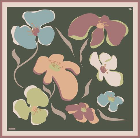 Armine Çiçek Desenli Saf İpek Twill Eşarp 9317D 82