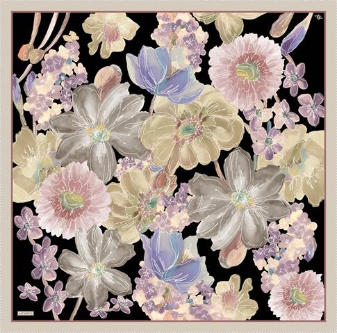 Armine Çiçek Desenli Saf İpek Sura Eşarp 9318D 04