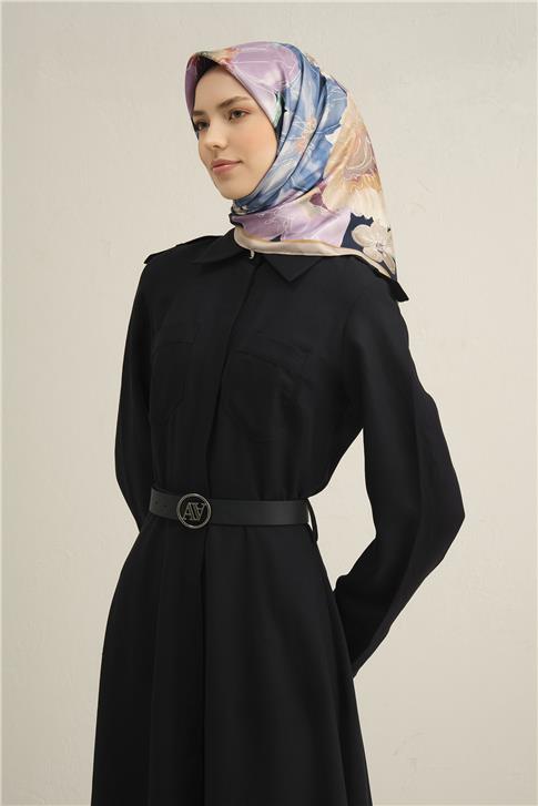 Armine Çiçek Desenli Saf İpek Sura Eşarp 9318D 05
