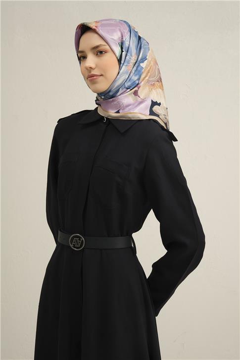Armine Çiçek Desenli Saf İpek Sura Eşarp 9318D 05