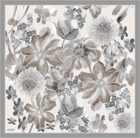 Armine Çiçek Desenli Saf İpek Twill Eşarp 9318D 83