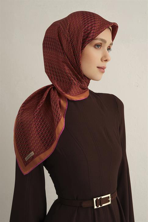 Armine Klasik Desenli Saf İpek Sura Eşarp 9319D 54